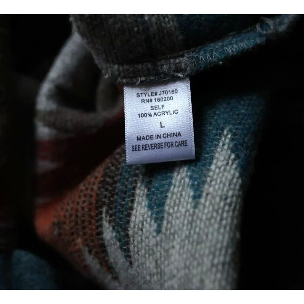 Boho Aztec Tribal Southwestern Print Shacket Yellowstone Shirt Jacket Coat L - Picture 12 of 12